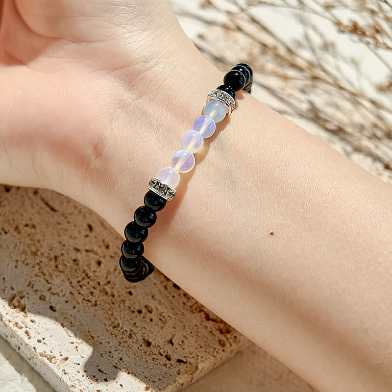 Olivenorma Natural Obsidian Opalite Beaded Bracelet