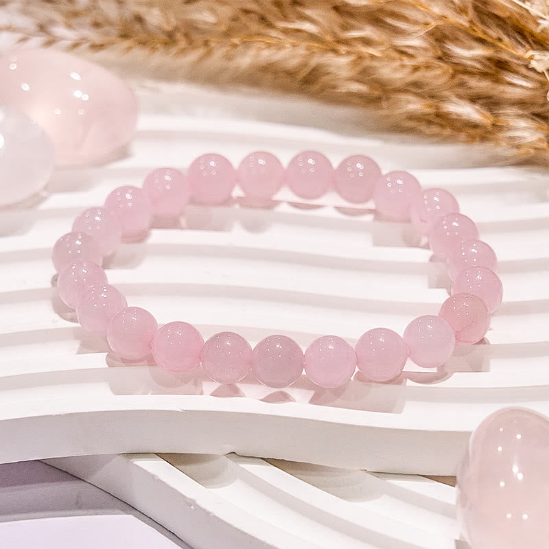 Olivenorma Round Natural Rose Quartz Beaded Bracelet