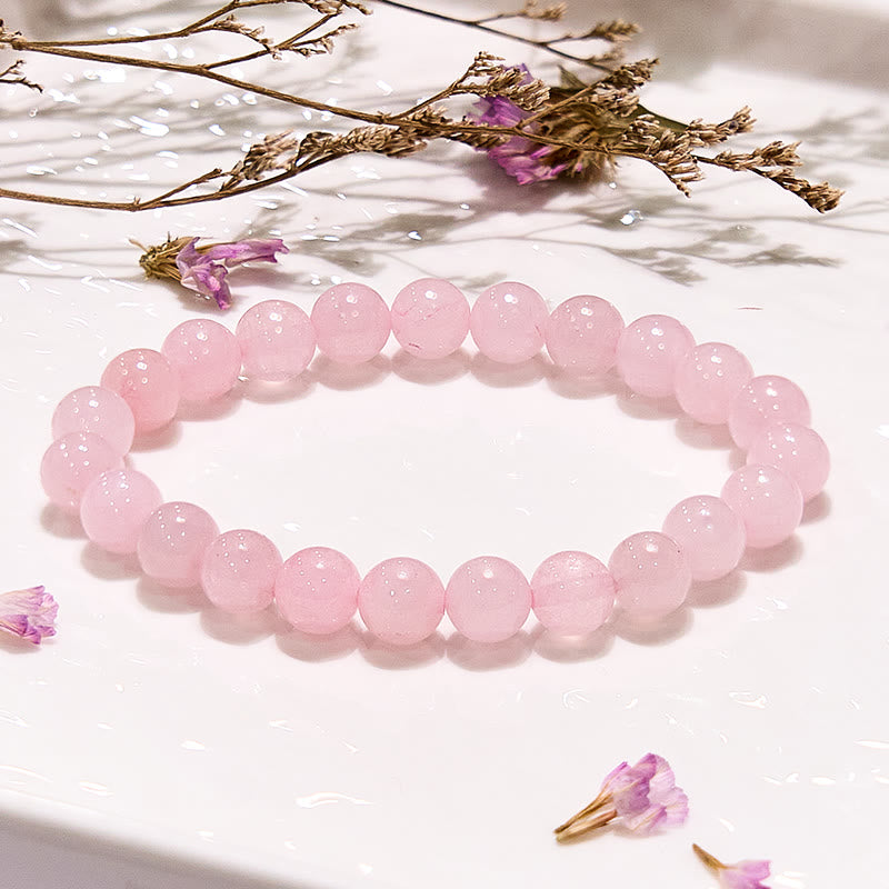 Olivenorma Round Natural Rose Quartz Beaded Bracelet