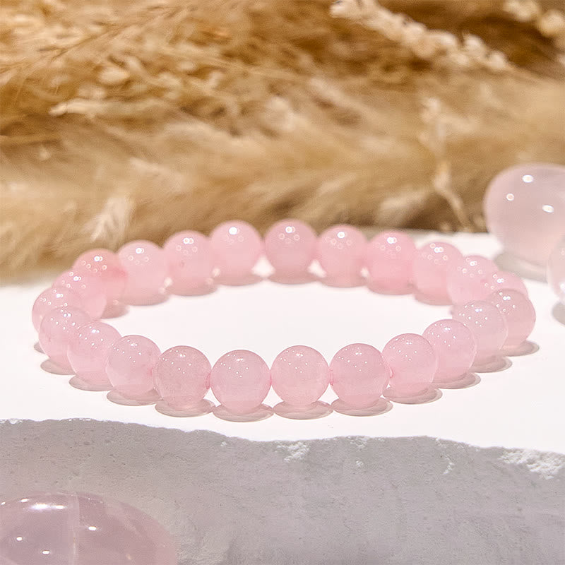 Olivenorma Round Natural Rose Quartz Beaded Bracelet