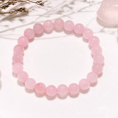 Olivenorma Round Natural Rose Quartz Beaded Bracelet