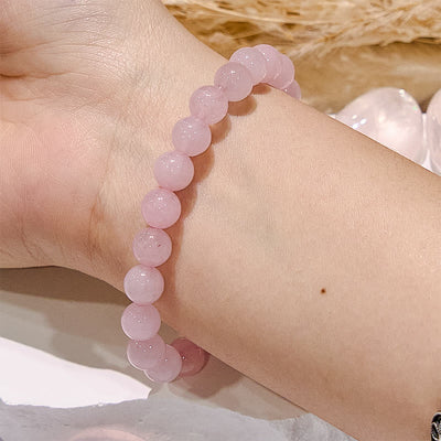 Olivenorma Round Natural Rose Quartz Beaded Bracelet