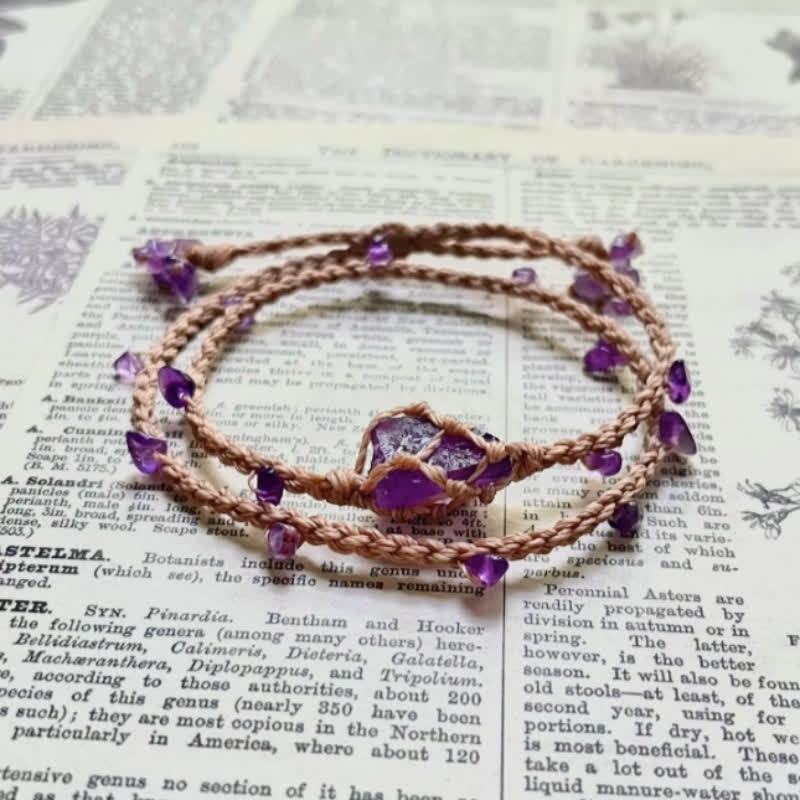 Olivenorma Natural Amethyst Crystal Braided Bracelet