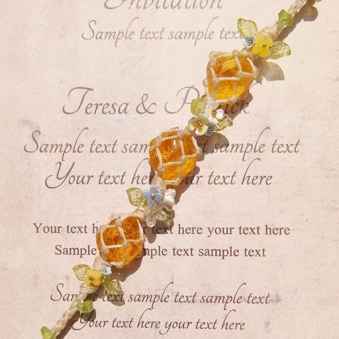 Olivenorma Natural Citrine Peridot Crystal Braided Bracelet