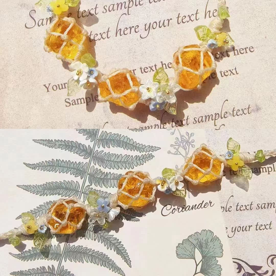 Olivenorma Natural Citrine Peridot Crystal Braided Bracelet