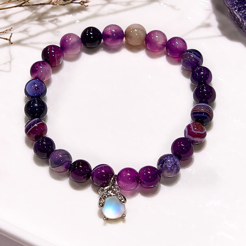 Olivenorma Handcraft Luminous Purple Fluorite Opal Beaded Bracelet