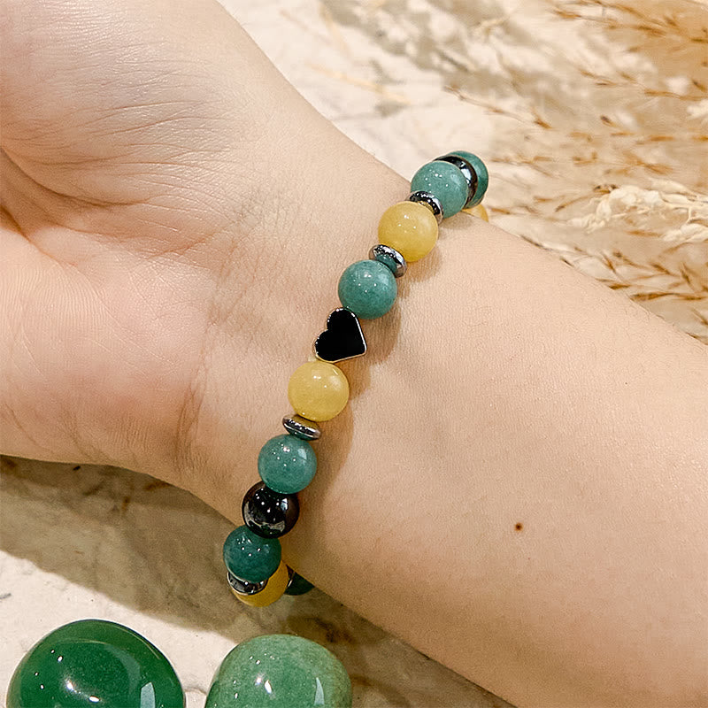 Olivenorma Green Aventurine Yellow Jade Heart Beaded Bracelet