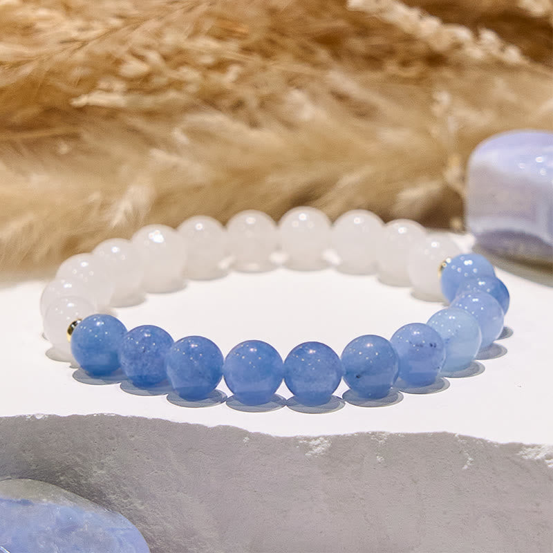 Olivenorma Natural Aquamarine White Jade Healing Bracelet