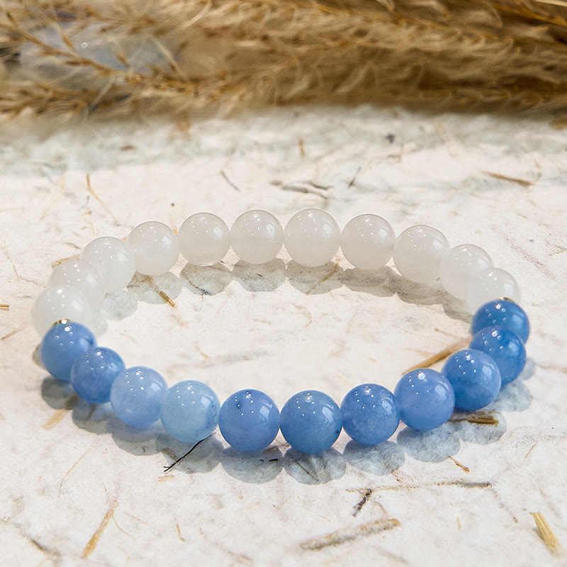 Olivenorma Natural Aquamarine White Jade Healing Bracelet