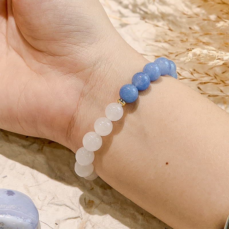 Olivenorma Natural Aquamarine White Jade Healing Bracelet