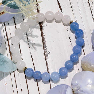 Olivenorma Natural Aquamarine White Jade Healing Bracelet