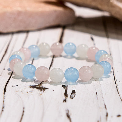 Olivenorma Aquamarine White Jade Natural Gem Beaded Bracelet