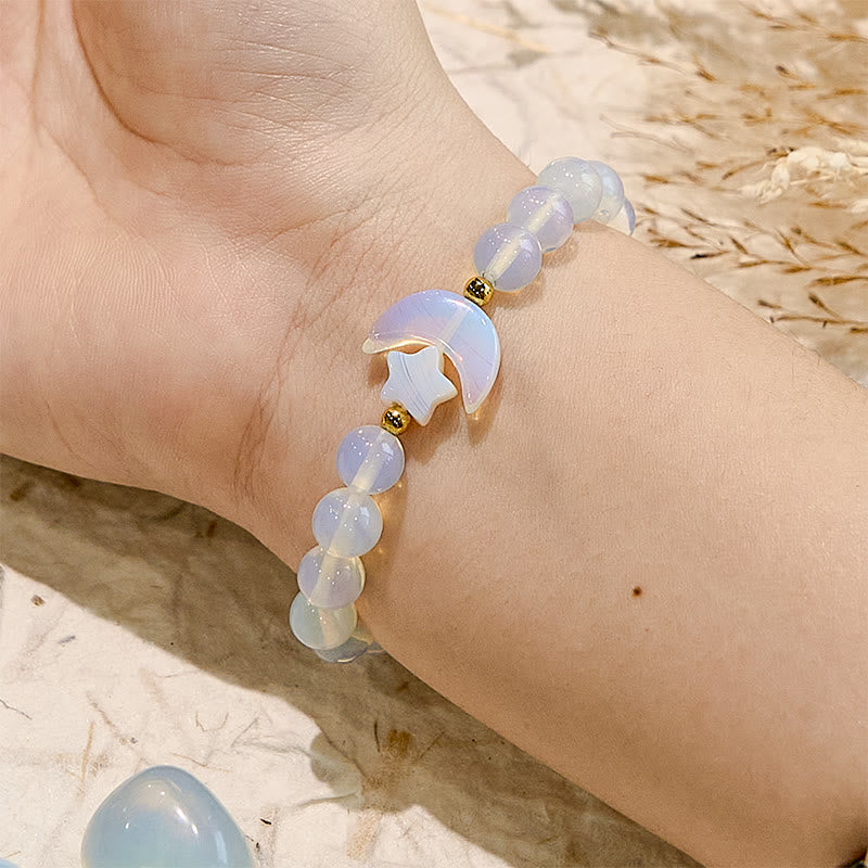 Olivenorma Opal Chakra Moon And Star Beaded Bracelet