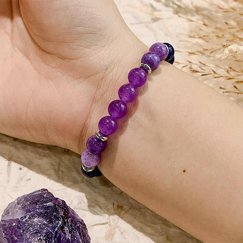 Olivenorma Amethyst Citrine Round Gemstone Beaded Bracelet