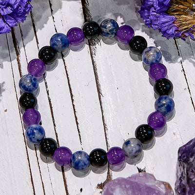 Olivenorma Dark Style Amethyst Obsidian Sodalite Gem Bracelet