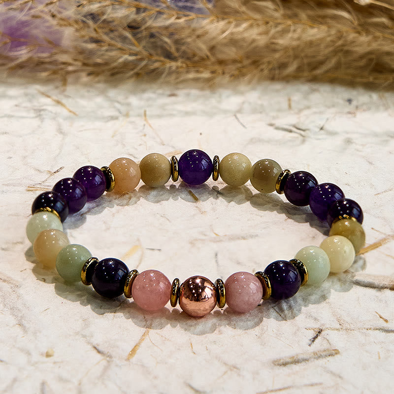 Olivenorma Natural Amethyst Amazonite Sleep Well Healing Bracelet