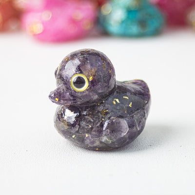 Olivenorma Natural Crystal Resin Duck Gemstone Decoration - Amethyst - image 2