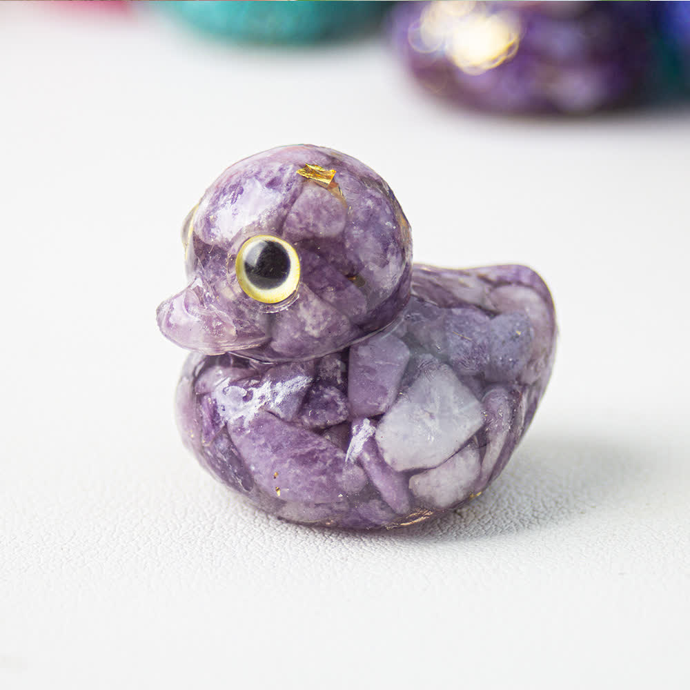 Olivenorma Natural Crystal Resin Duck Gemstone Decoration - Purple Jade - image 23
