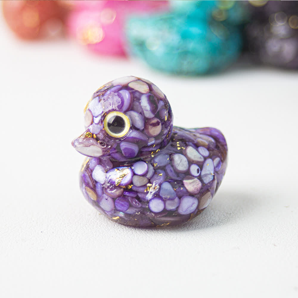Olivenorma Natural Crystal Resin Duck Gemstone Decoration - Purple Nacre - image 40