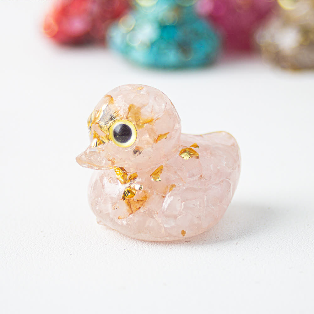 Olivenorma Natural Crystal Resin Duck Gemstone Decoration - Rose Quartz - image 31