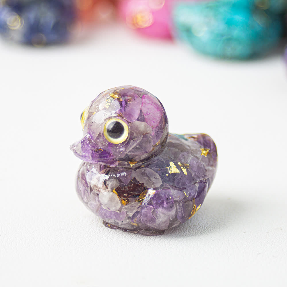 Olivenorma Natural Crystal Resin Duck Gemstone Decoration - Lepidolite - image 17