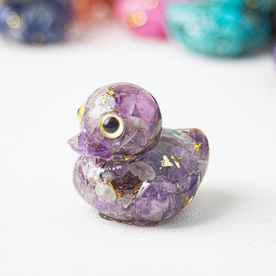 Olivenorma Natural Crystal Resin Duck Gemstone Decoration - Lepidolite - image 17