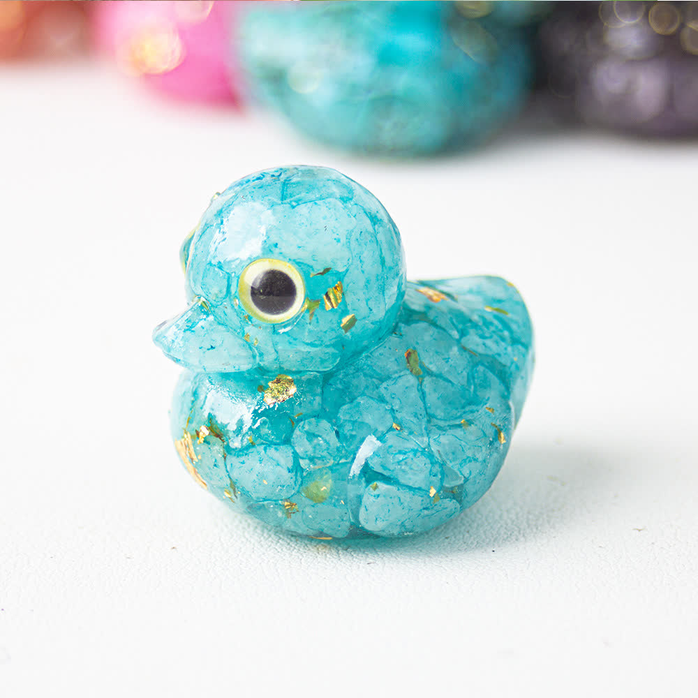 Olivenorma Natural Crystal Resin Duck Gemstone Decoration - Aquamarine - image 4