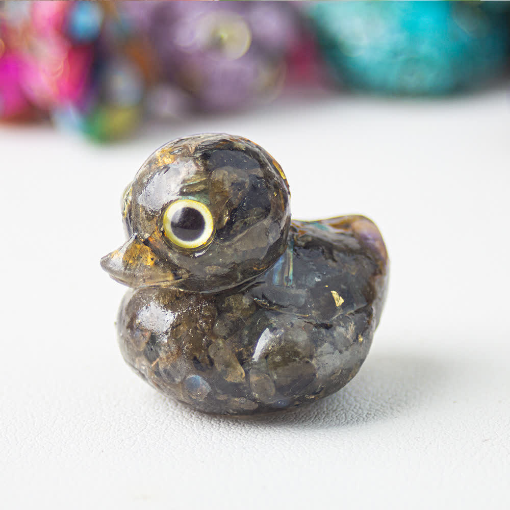 Olivenorma Natural Crystal Resin Duck Gemstone Decoration - Labradorite - image 13