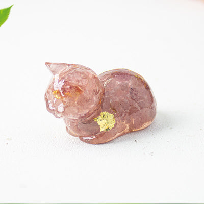 Olivenorma Natural Crystal Resin Cat Gemstone Decoration