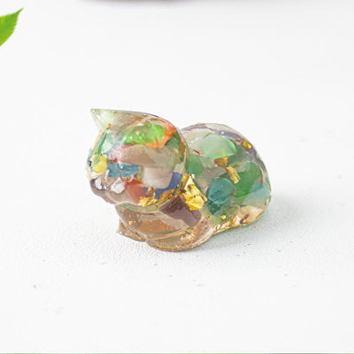 Olivenorma Natural Crystal Resin Cat Gemstone Decoration - image 3