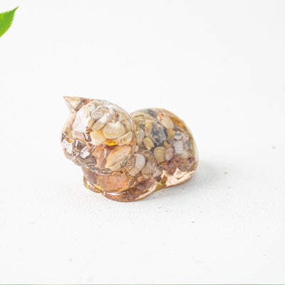 Olivenorma Natural Crystal Resin Cat Gemstone Decoration - image 41