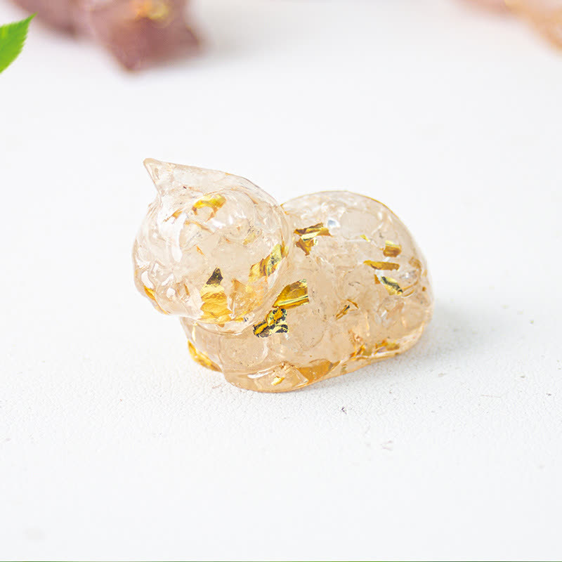 Olivenorma Natural Crystal Resin Cat Gemstone Decoration