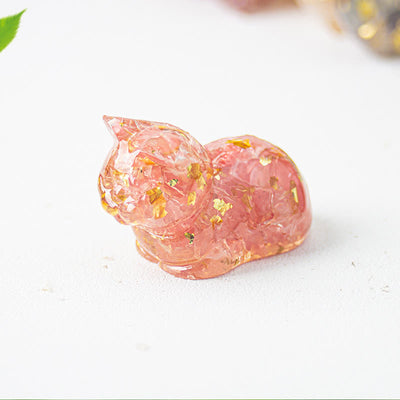 Olivenorma Natural Crystal Resin Cat Gemstone Decoration