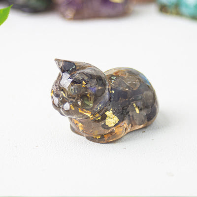 Olivenorma Natural Crystal Resin Cat Gemstone Decoration - image 11