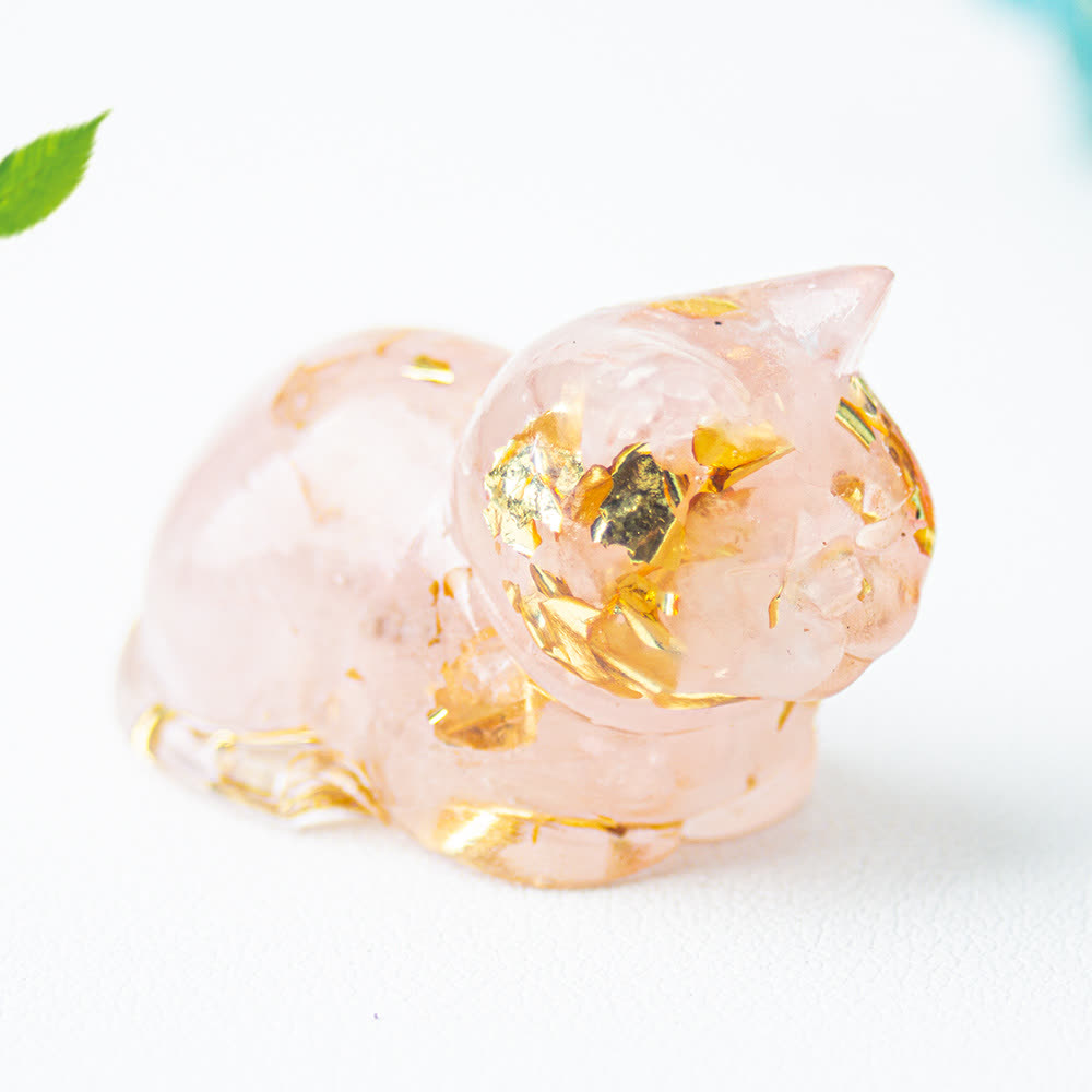 Olivenorma Natural Crystal Resin Cat Gemstone Decoration - image 29