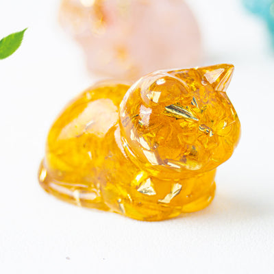 Olivenorma Natural Crystal Resin Cat Gemstone Decoration - image 5