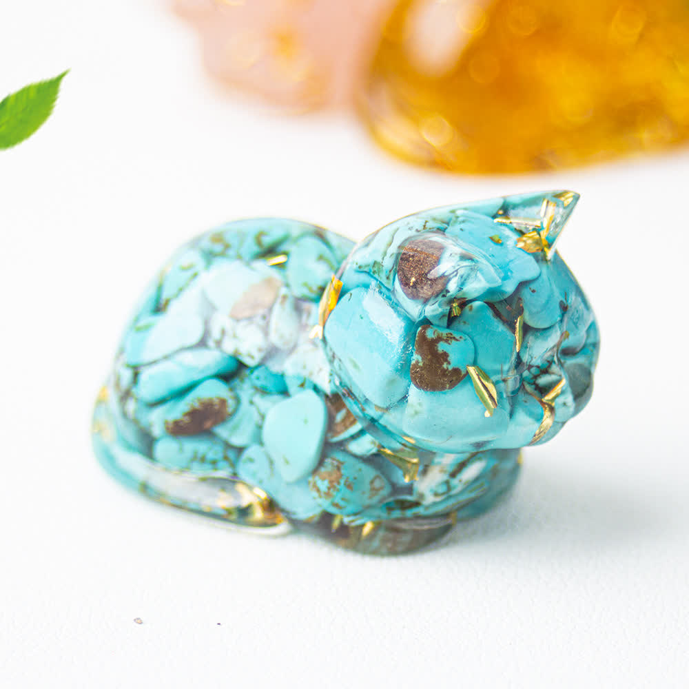 Olivenorma Natural Crystal Resin Cat Gemstone Decoration - image 35