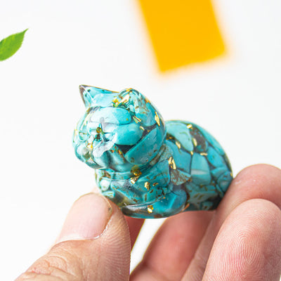 Olivenorma Natural Crystal Resin Cat Gemstone Decoration - image 36