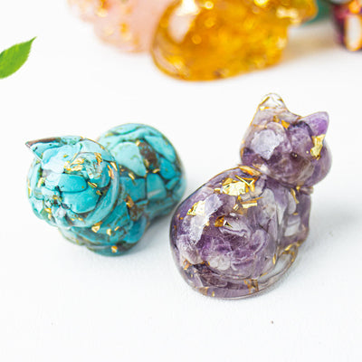 Olivenorma Natural Crystal Resin Cat Gemstone Decoration - image 45