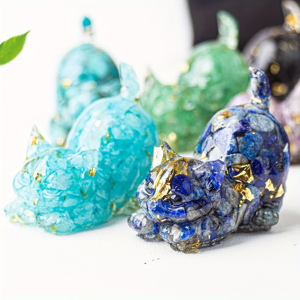 Olivenorma Playful Blessing Crystal Cat Figurine Gemstone Decoration - image 76