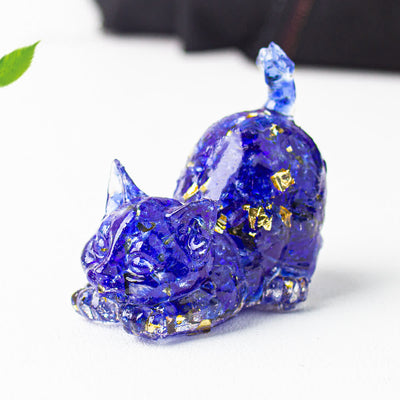 Olivenorma Crystal Resin Stretching Cat Gemstone Decoration