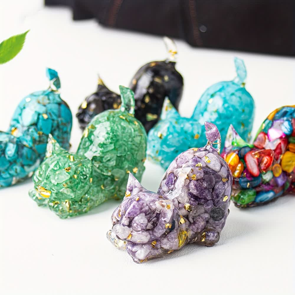 Olivenorma Crystal Resin Stretching Cat Gemstone Decoration - image 0