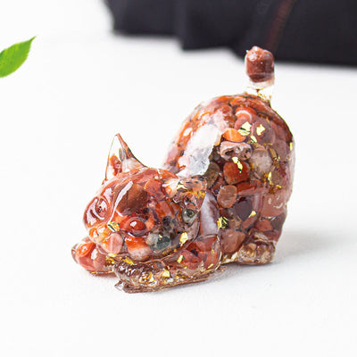 Olivenorma Crystal Resin Stretching Cat Gemstone Decoration