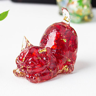 Olivenorma Crystal Resin Stretching Cat Gemstone Decoration