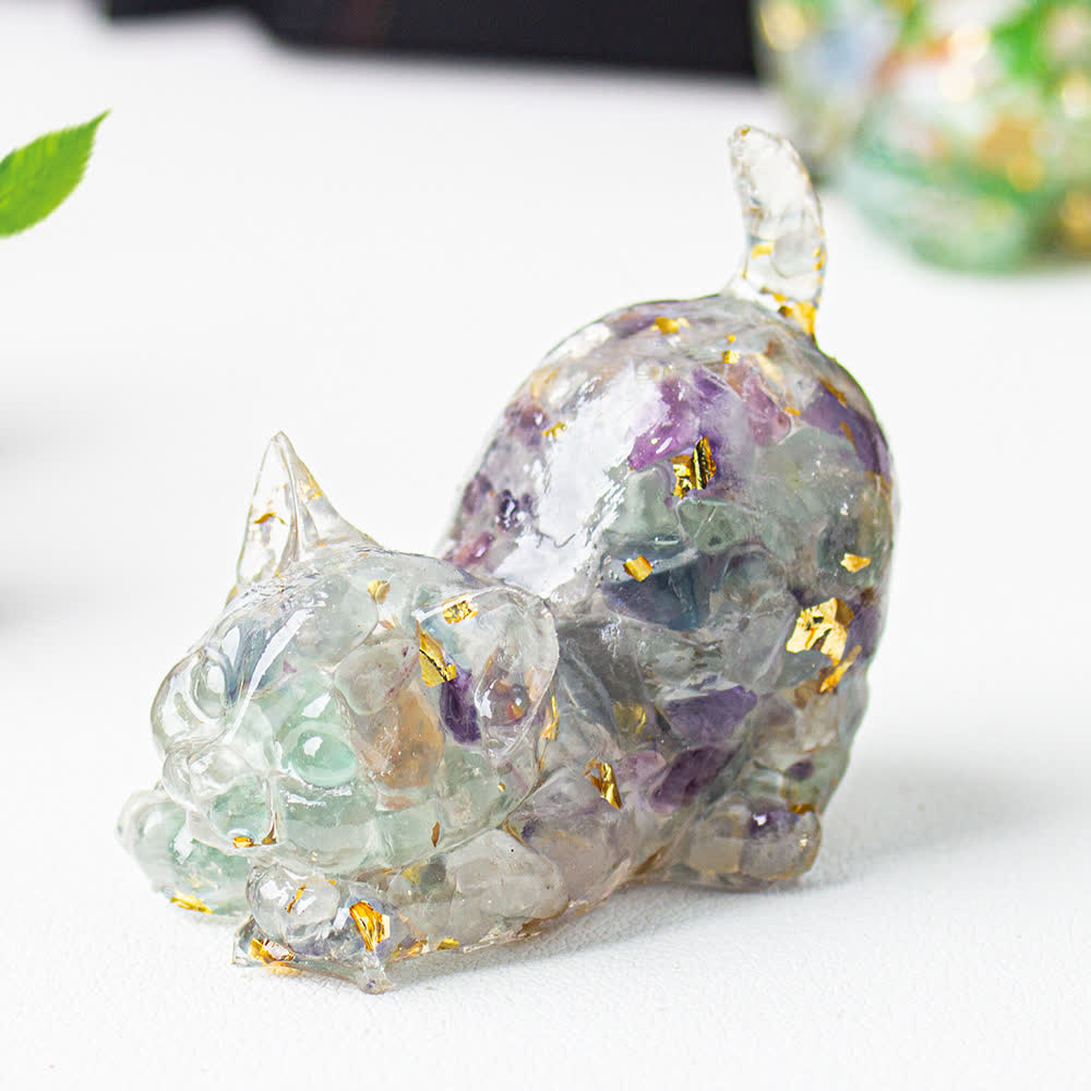Olivenorma Crystal Resin Stretching Cat Gemstone Decoration - image 13