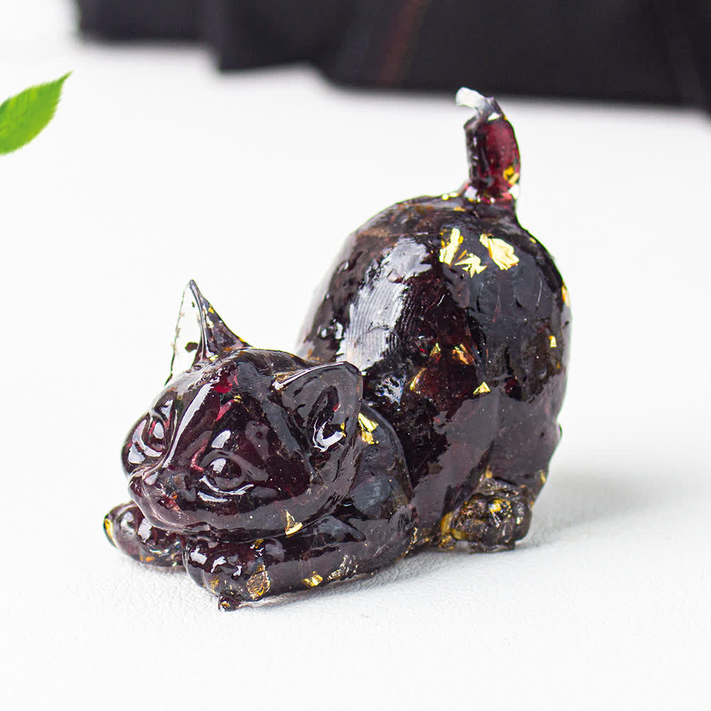 Olivenorma Crystal Resin Stretching Cat Gemstone Decoration - image 15