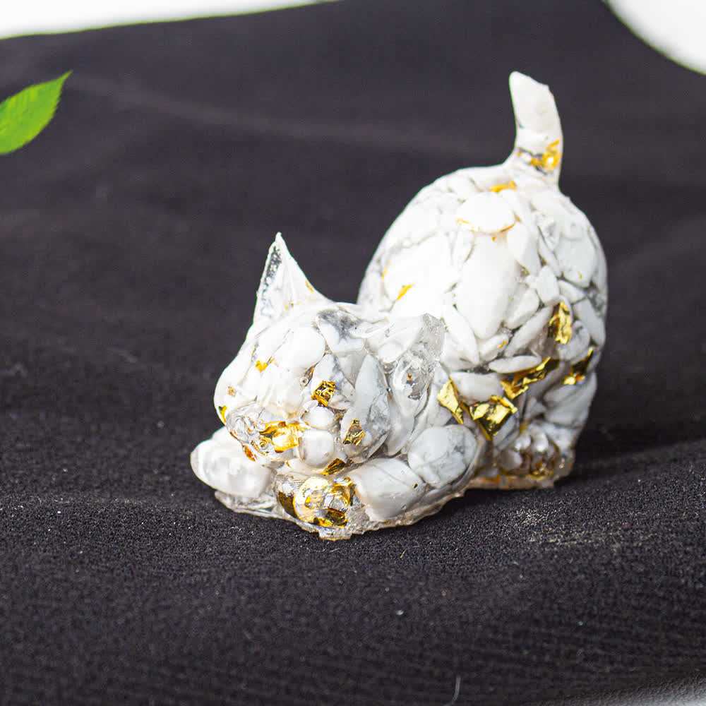 Olivenorma Playful Blessing Crystal Cat Figurine Gemstone Decoration - White Turquoise - With Card - image 65