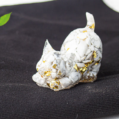 Olivenorma Playful Blessing Crystal Cat Figurine Gemstone Decoration - White Turquoise - With Card - image 65