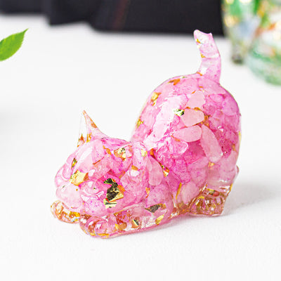 Olivenorma Crystal Resin Stretching Cat Gemstone Decoration