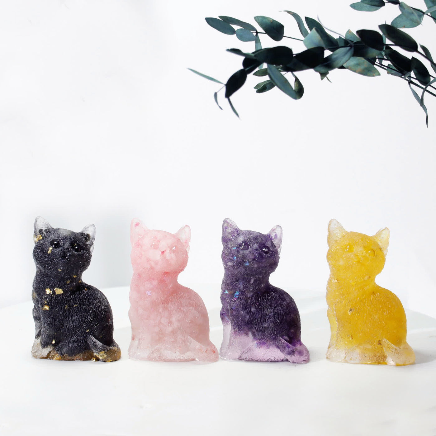 Olivenorma Crystal Resin Standing Cat Gemstone Decoration